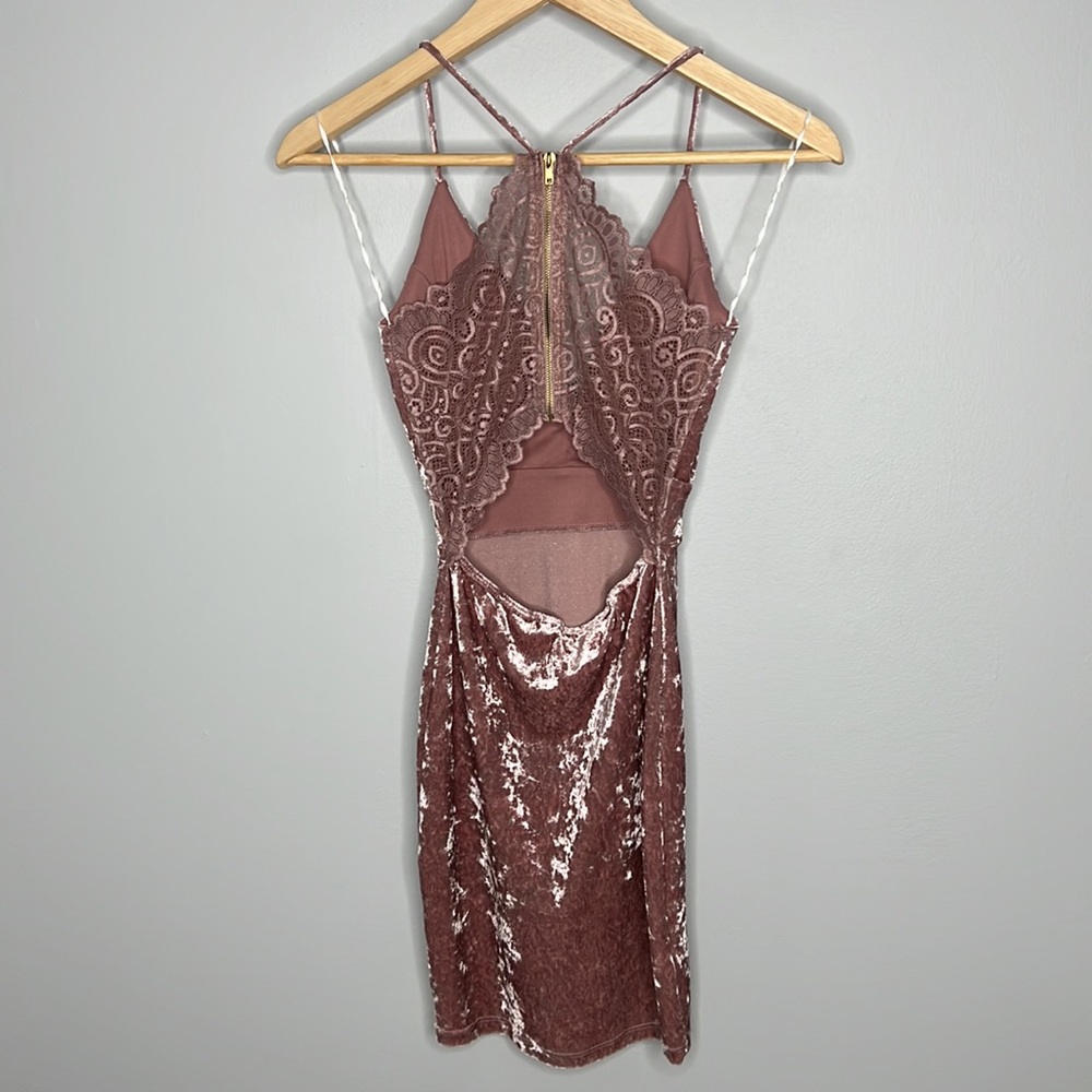 G by guess velvet mini dress in mauve women’s size XS - Picture 5 of 8